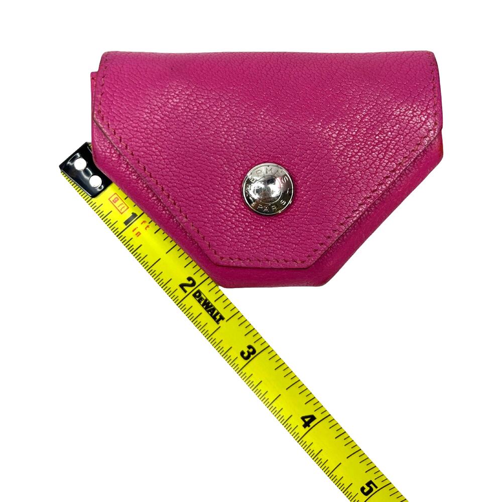 Hermès Le Van Quarte Coin Purse Pink Chevre Leather Snap Pouch France - Picture 13 of 13